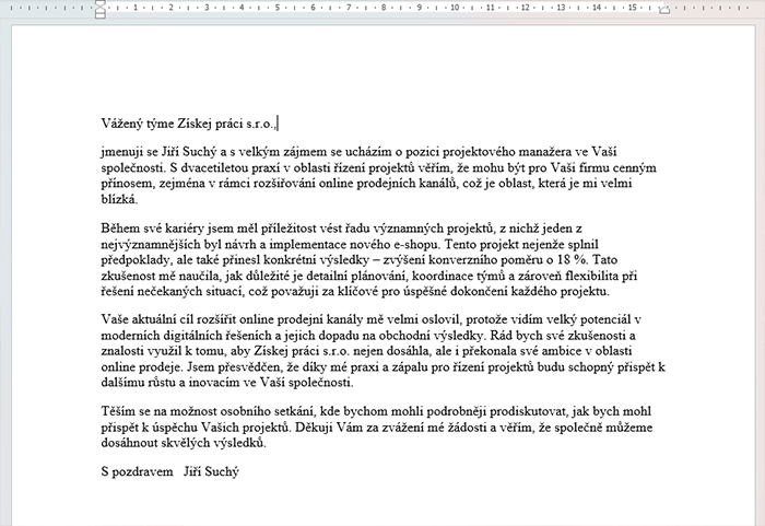 Vzor motivačního dopisu