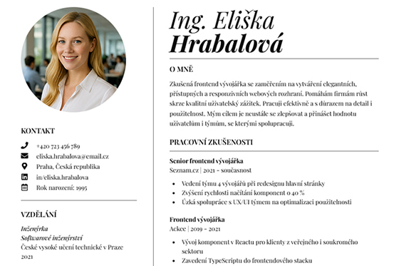 Vzor hlavičky životopisu