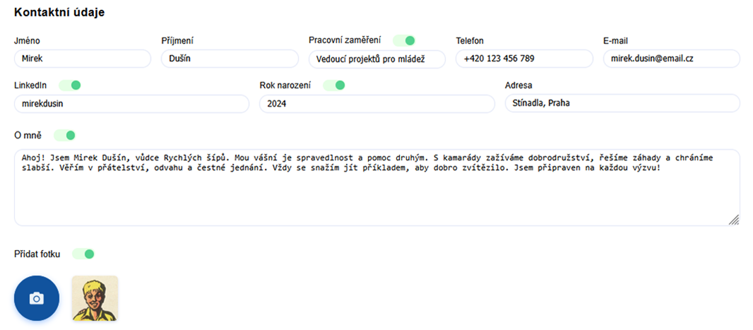 Krok 1 – Kontaktní údaje